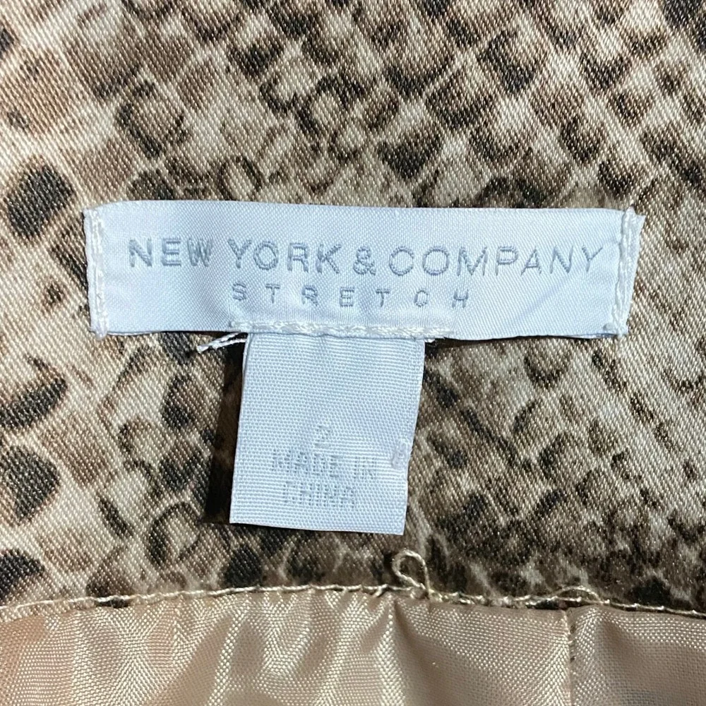 New York & Company Snakeskin Pencil Skirt Size 2 Tan Brown Animal‎ Print Stretch